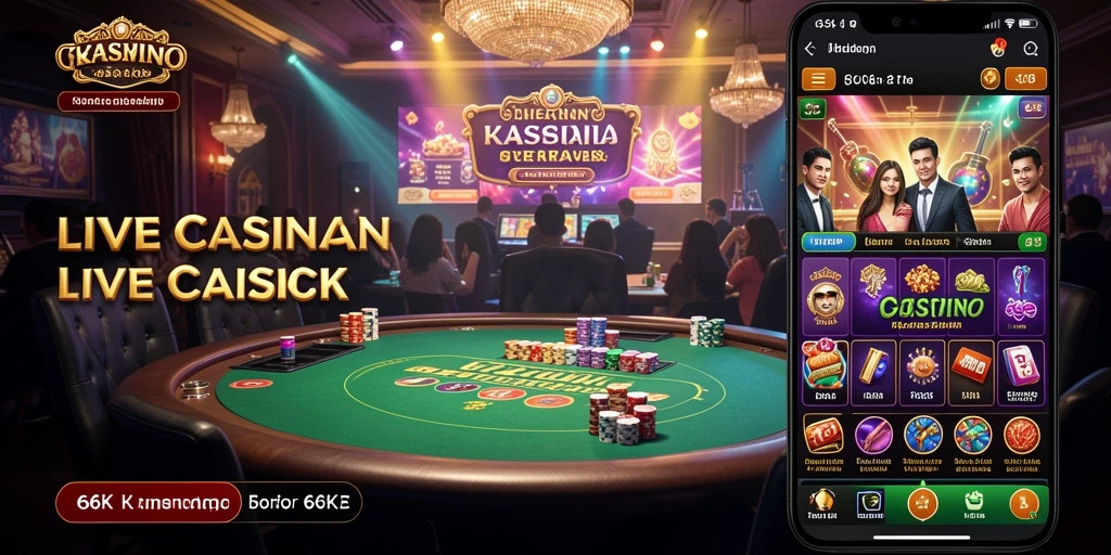 Tampilan gameplay Live Casino yang mendebarkan dalam aplikasi 66K.