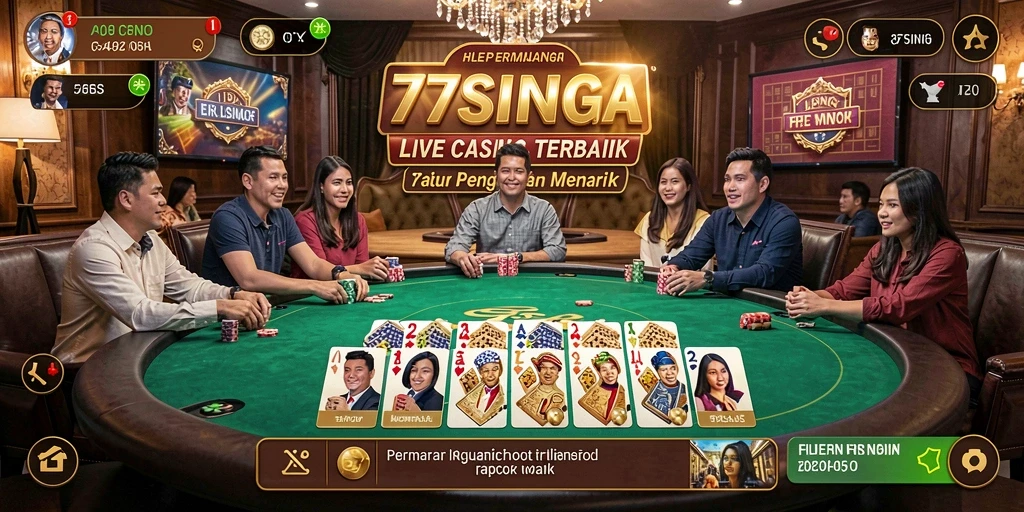 Screenshot gameplay Live Casino 77SINGA yang menarik dan interaktif.