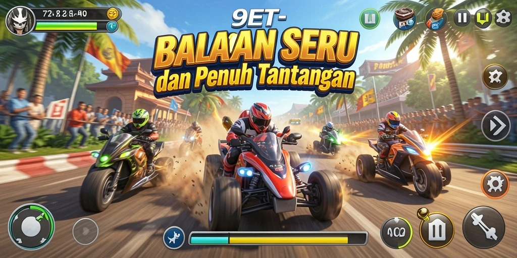Tampilan seru dari gameplay balap 9ET yang menegangkan.