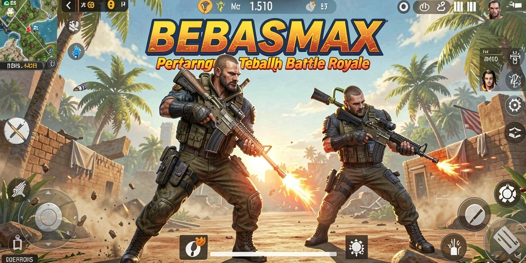 Tampilan gameplay seru dari BEBASMAX dalam pertarungan Battle Royale.