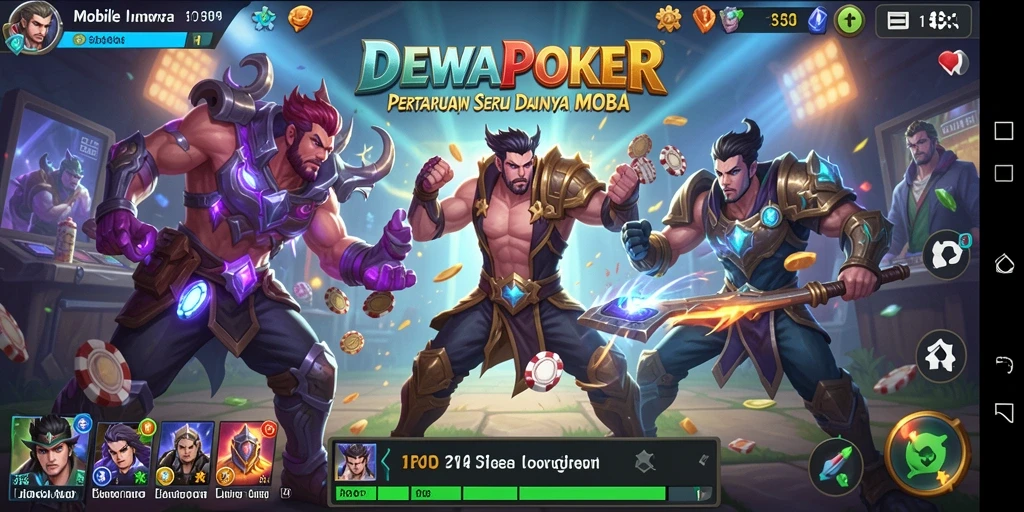 Screenshot gameplay DEWAPOKER menampilkan aksi pertarungan yang intens.