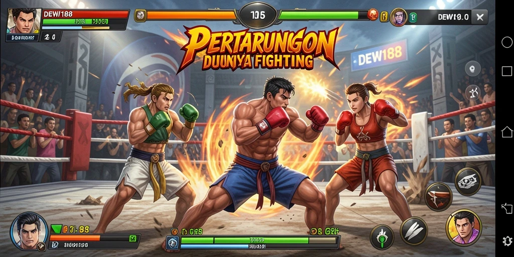 Tangkapan layar utama DEWI188 menunjukkan aksi pertarungan penuh semangat.