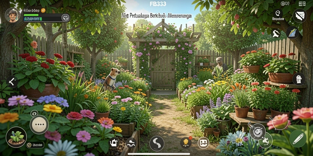 Tampilan screenshot FB333 yang menunjukkan aktivitas berkebun yang seru dan menarik.