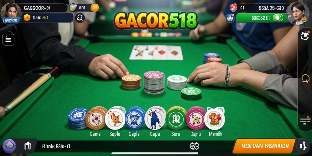 Tampilan menarik dari gameplay GACOR518 dengan elemen Gaple.