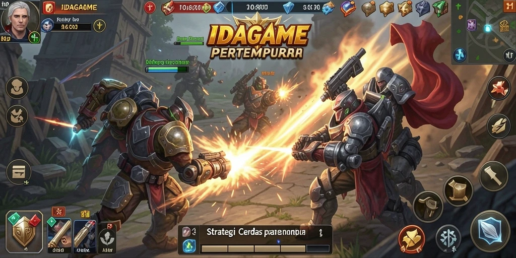 Screenshot IDAGAME menampilkan aksi pertempuran strategi yang mendebarkan.