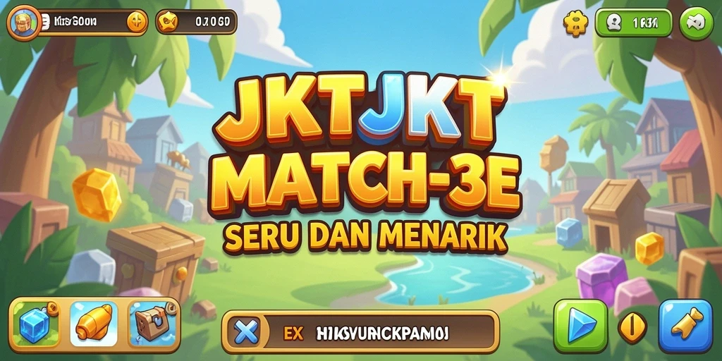 Screenshot menunjukkan gameplay seru JKTJKT dalam Match-3.