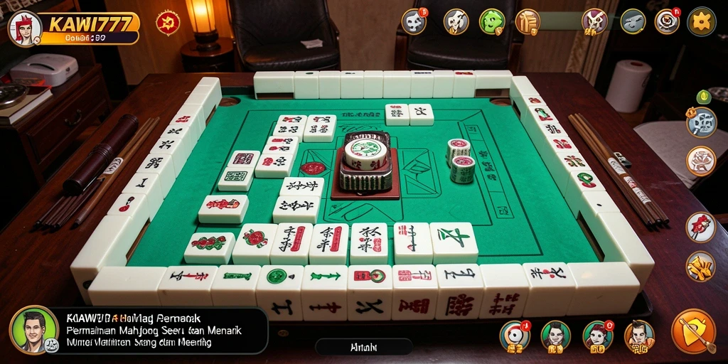 Tampilan gameplay seru KAWI777 yang menampilkan Mahjong.