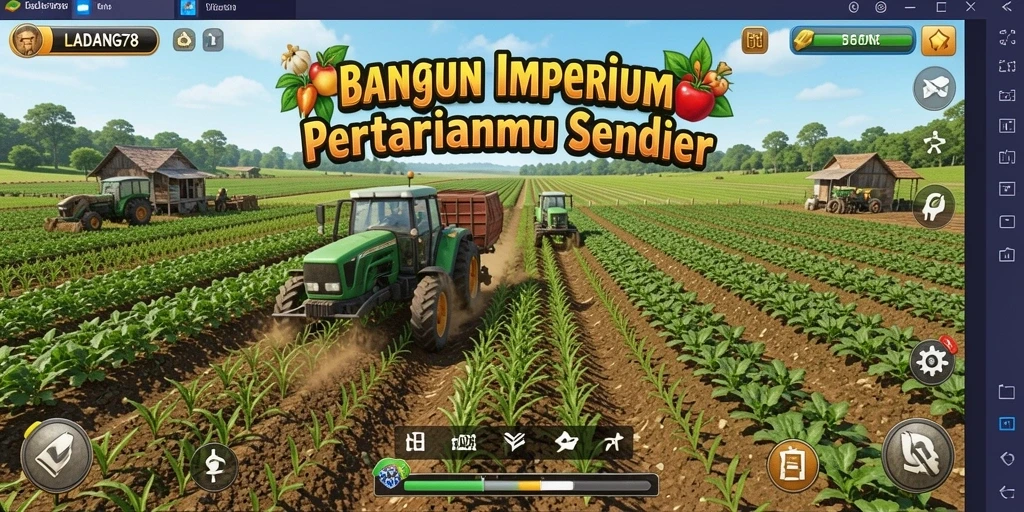 Tampilan gameplay menarik dari LADANG78 yang menunjukkan aktivitas di ladang.