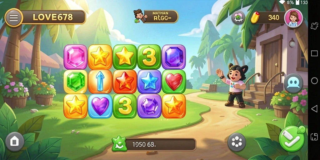 Tampilan gameplay LOVE678 yang menarik dan penuh warna dalam kategori Match-3.