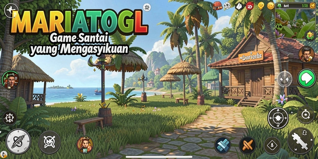 Tampilan gameplay MARIATOGL dengan karakter yang lucu dan warna cerah.