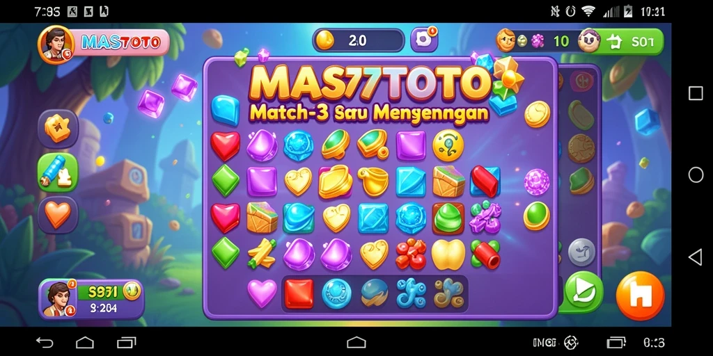 Screenshot gameplay MAS77TOTO yang menampilkan aksi Match-3 yang seru.