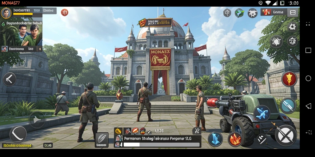 Tampilan menarik dari gameplay dan suasana perang di MONAS77.