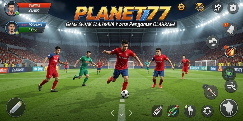 Tangkapan layar dari gameplay <strong>PLANET77</strong> yang menampilkan aksi seru di lapangan.