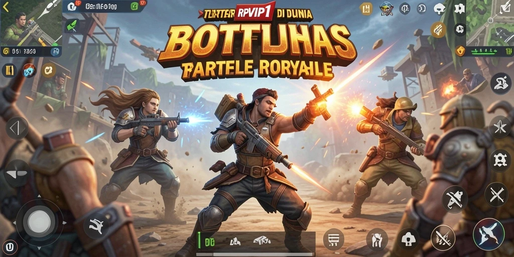 Tampilan aksi gameplay seru di RPVIP1 Battle Royale.