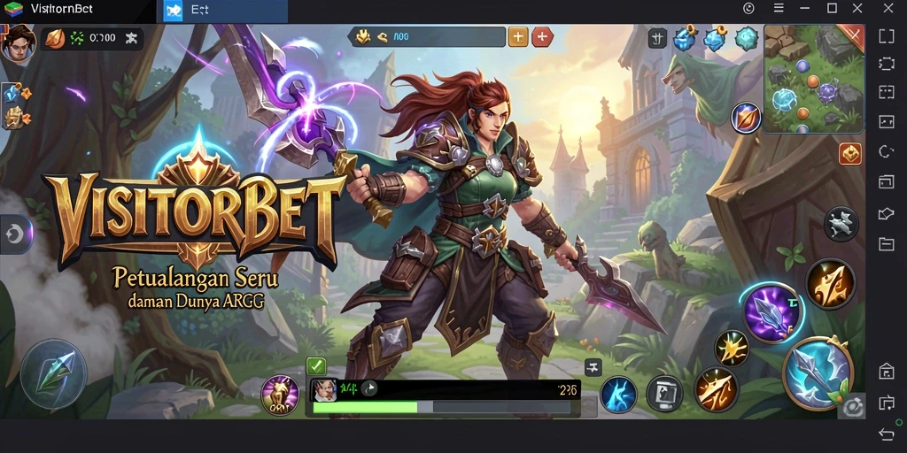 Tampilan gameplay seru dari VISITORBET dengan karakter beraksi di pertempuran.