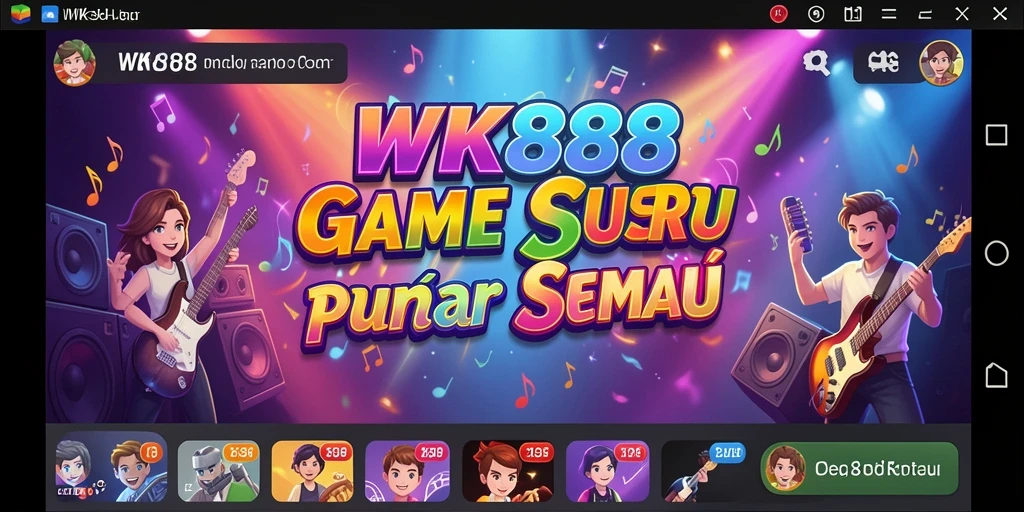 Tampilan gameplay WK888 yang penuh aksi dan musik menggembirakan.